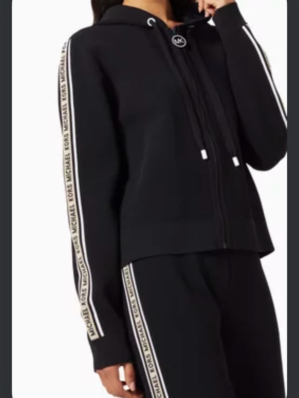 Michael Kors Black Logo-Trim Zip Hoodie & Joggers Set